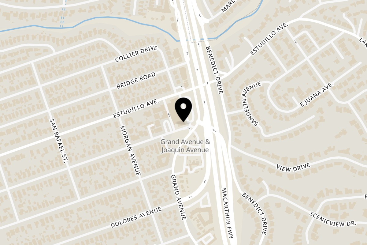Map showing the location of Slice Pizza & Krunchy Chicken on 1383 MacArthur Blvd in San Leandro